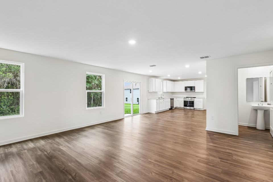 A large empty room with white walls.