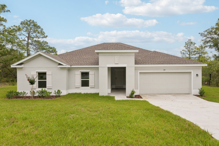 A house with a garage.