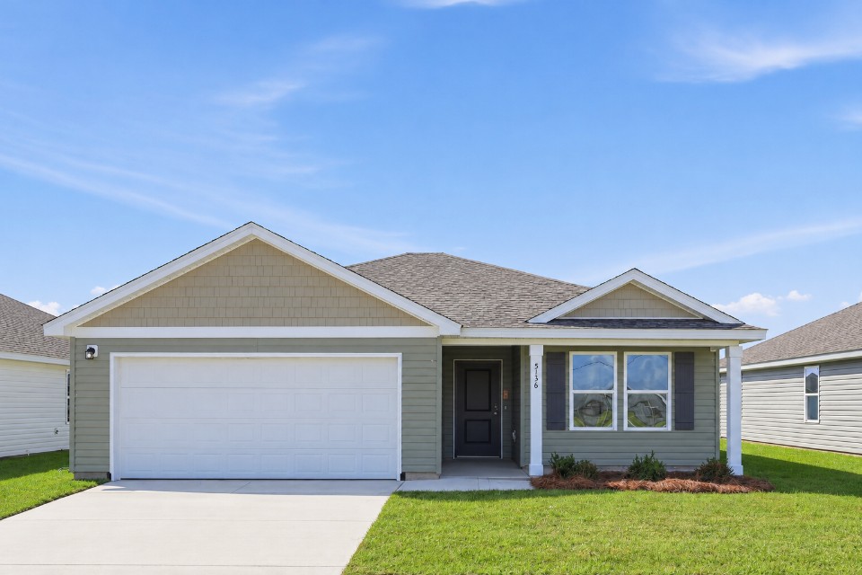 A house with a garage.