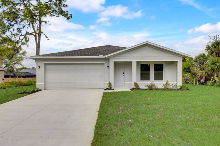 A house with a garage.