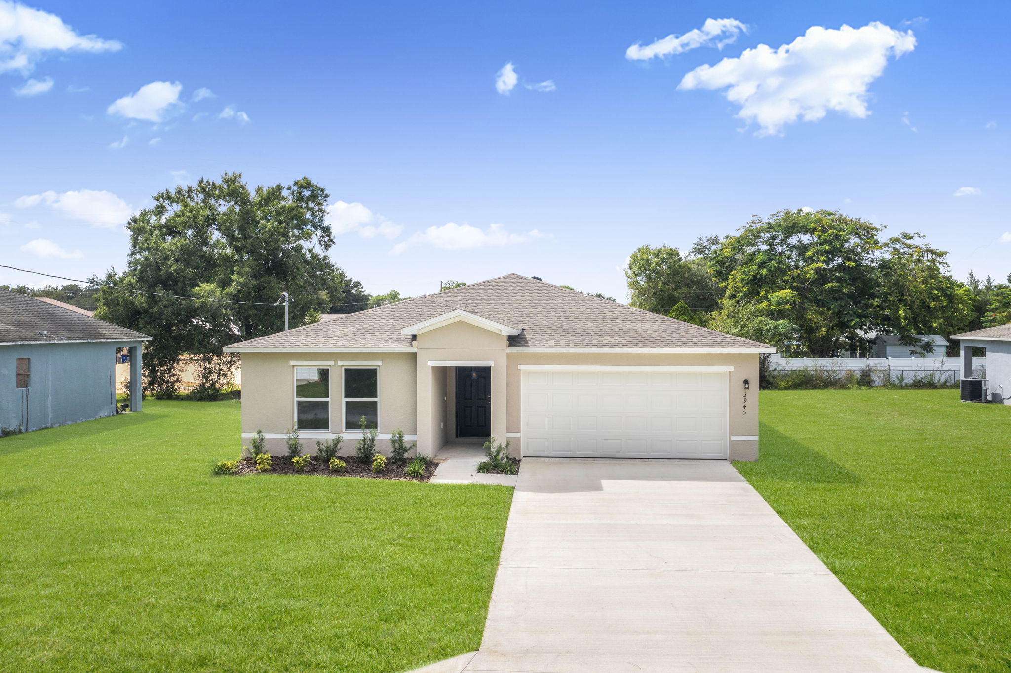 A house with a driveway.