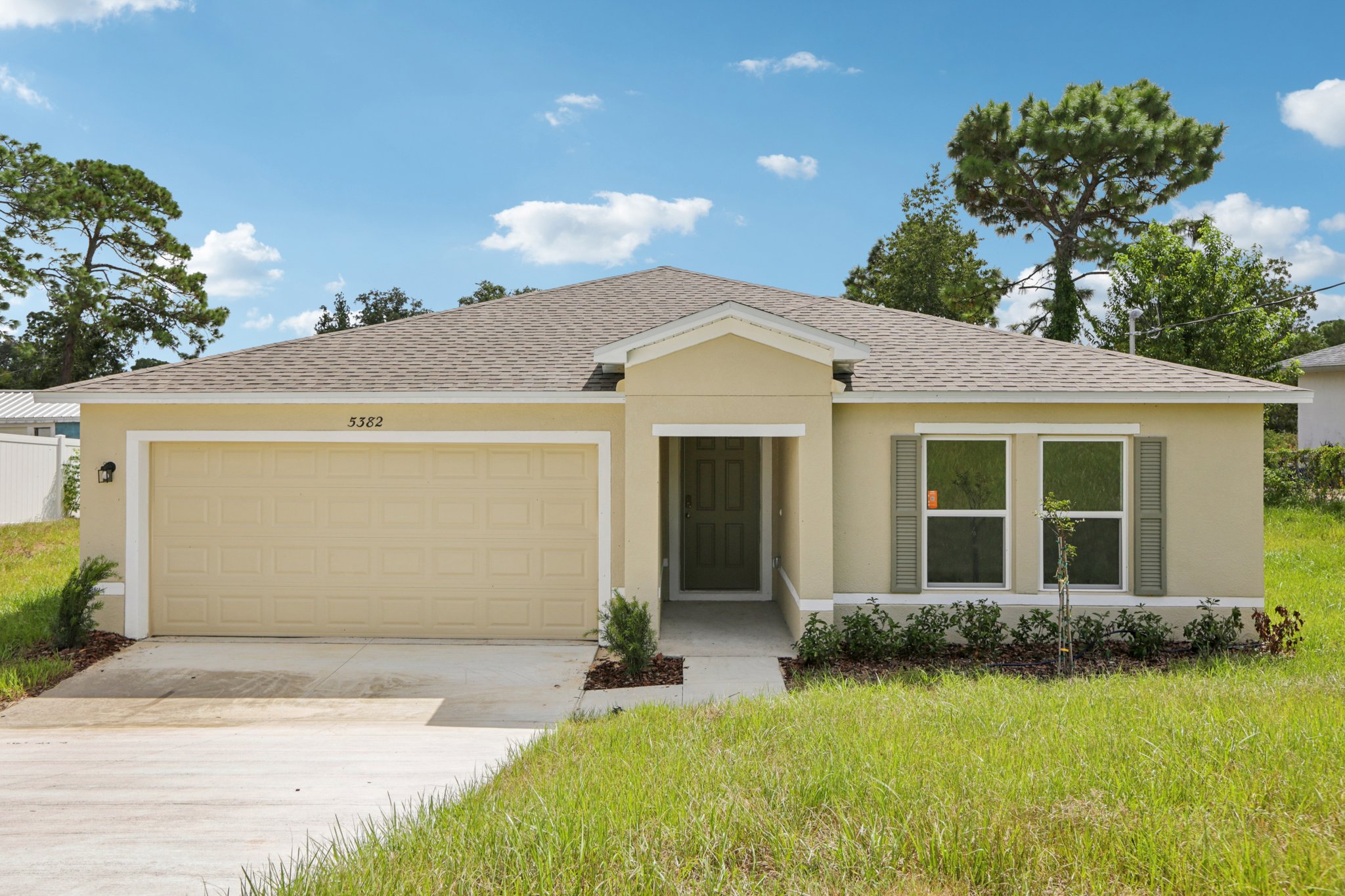 A house with a garage.