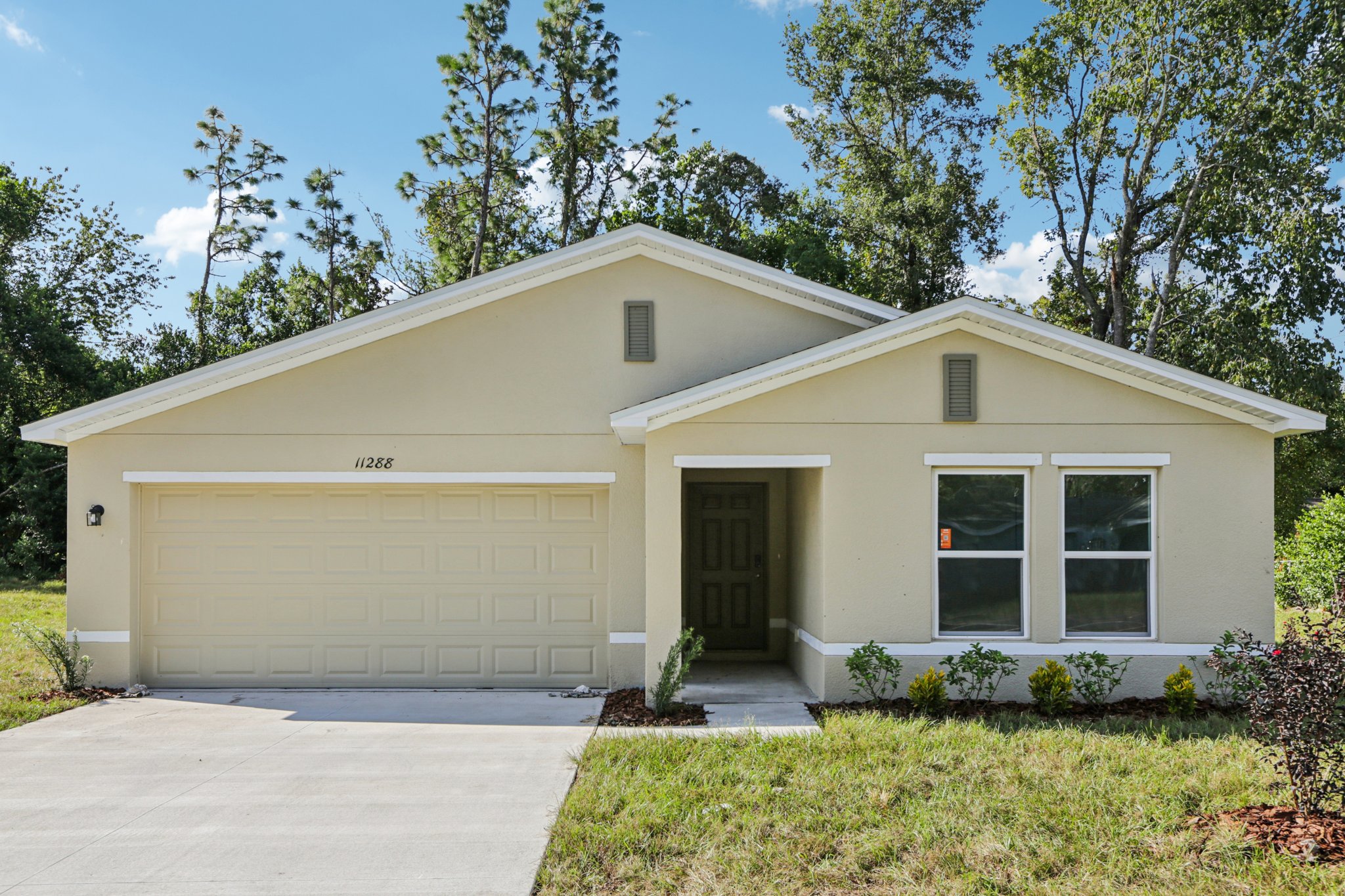 A house with a garage.