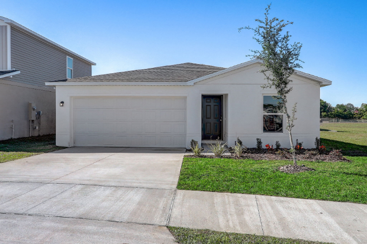 A house with a garage.