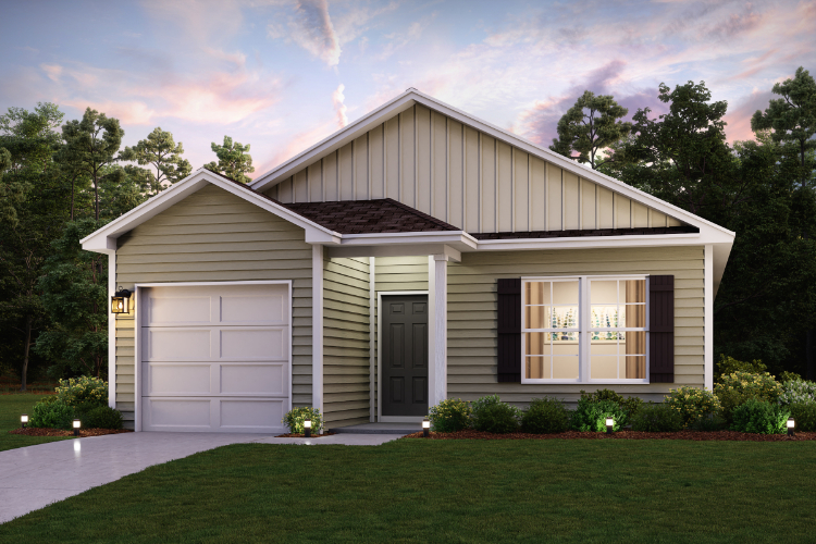 A house with a garage.