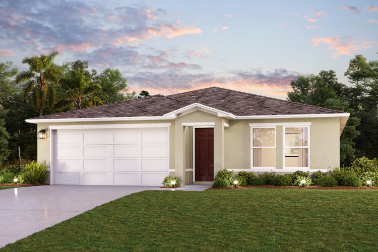 A house with a driveway.