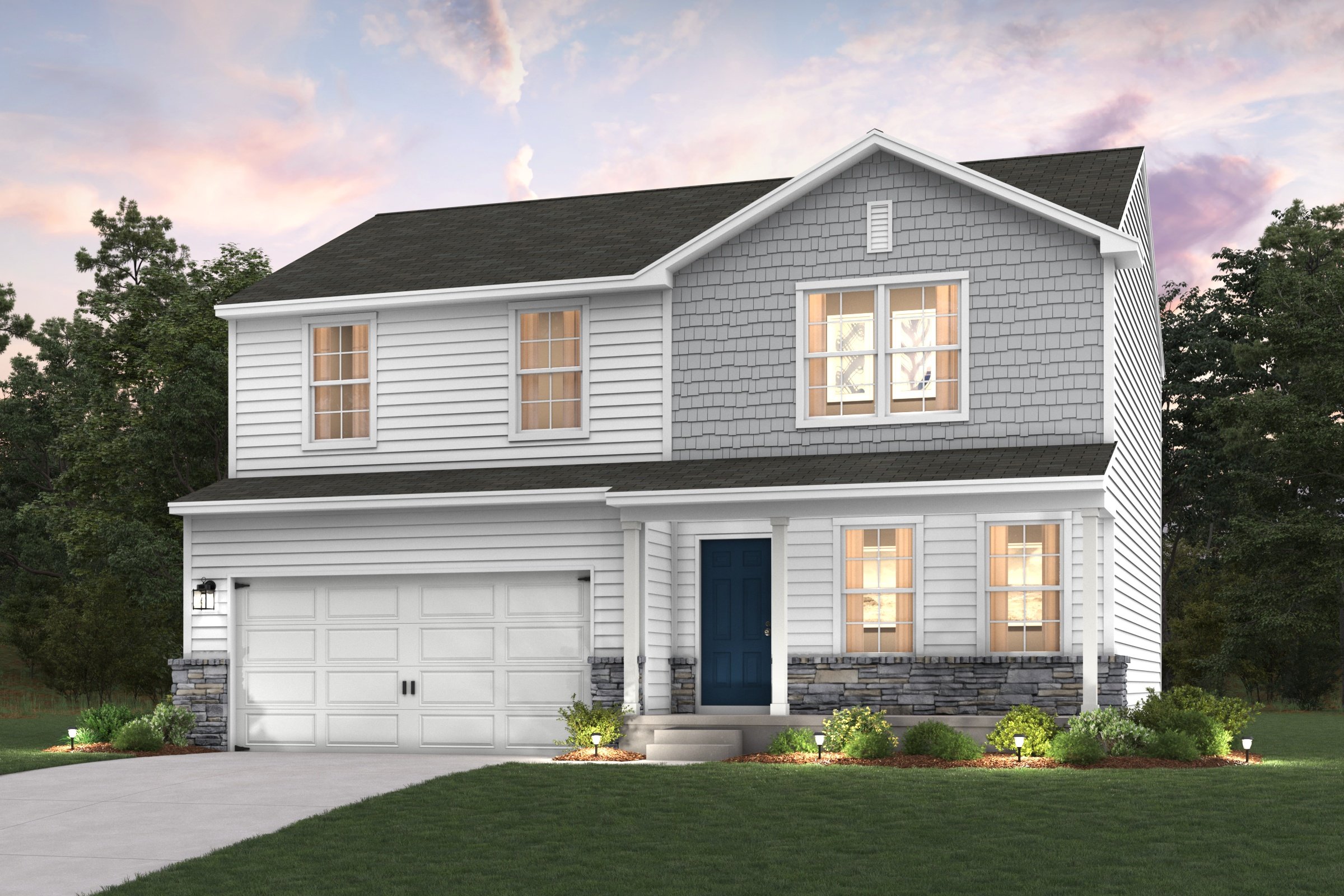 A house with a garage.