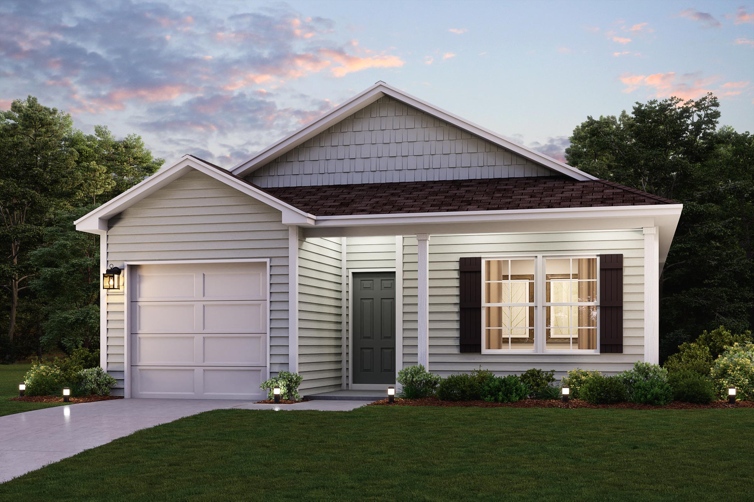 A house with a garage.