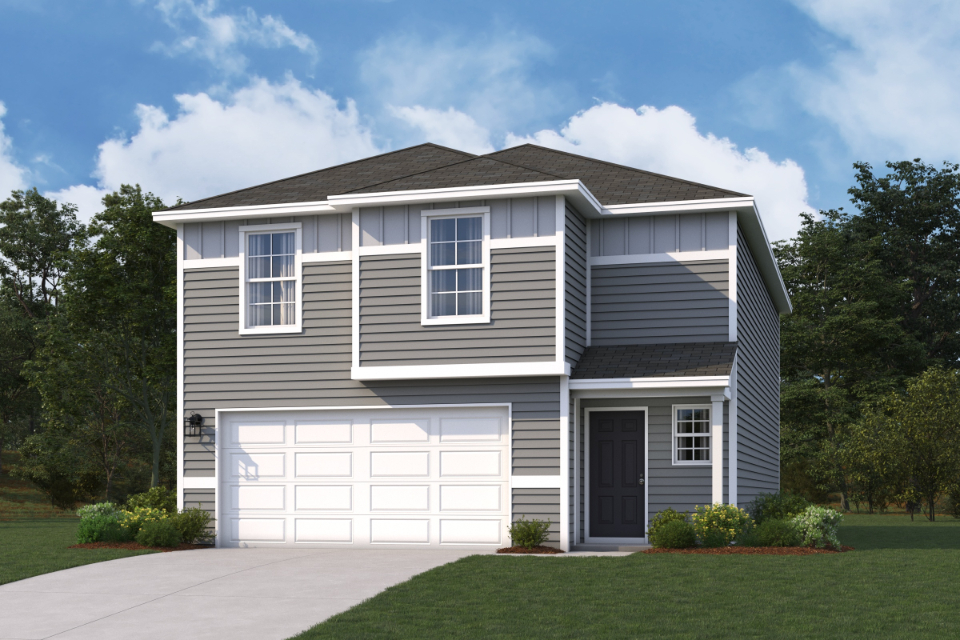 A house with a garage.