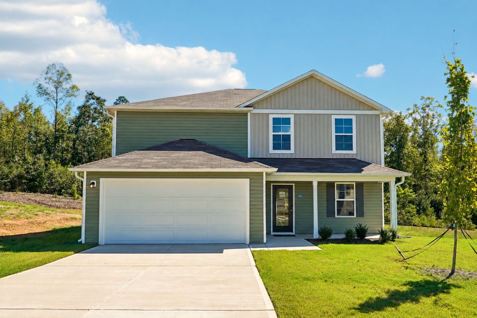 A house with a garage.