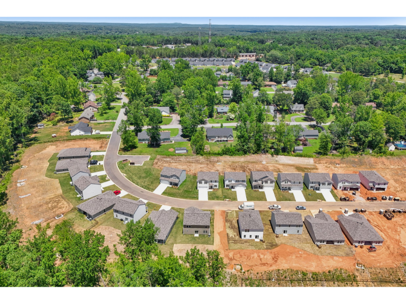 A group of houses in a neighborhood.