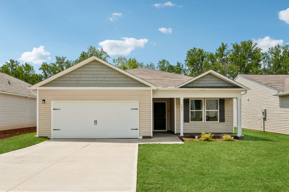 A house with a garage.