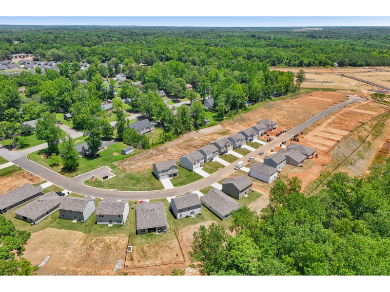 A group of houses in a neighborhood.