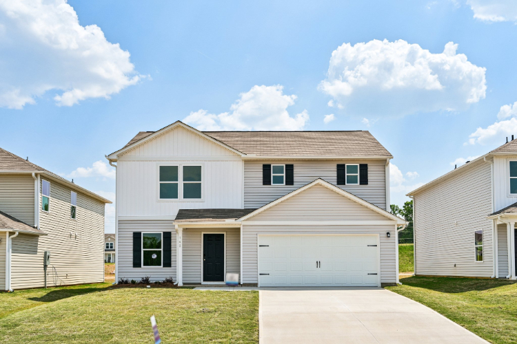 A house with a garage.