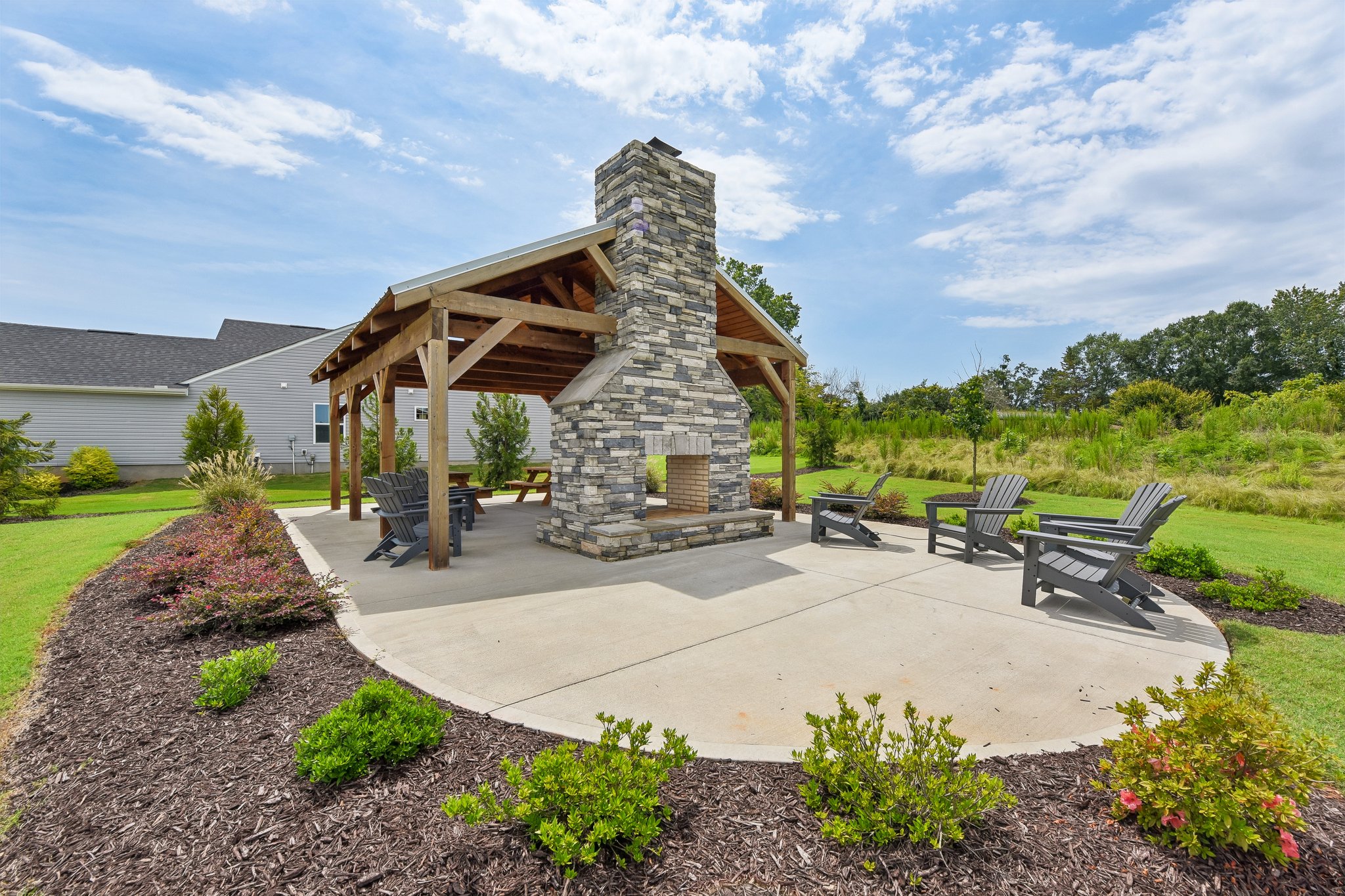 A gazebo in a garden.