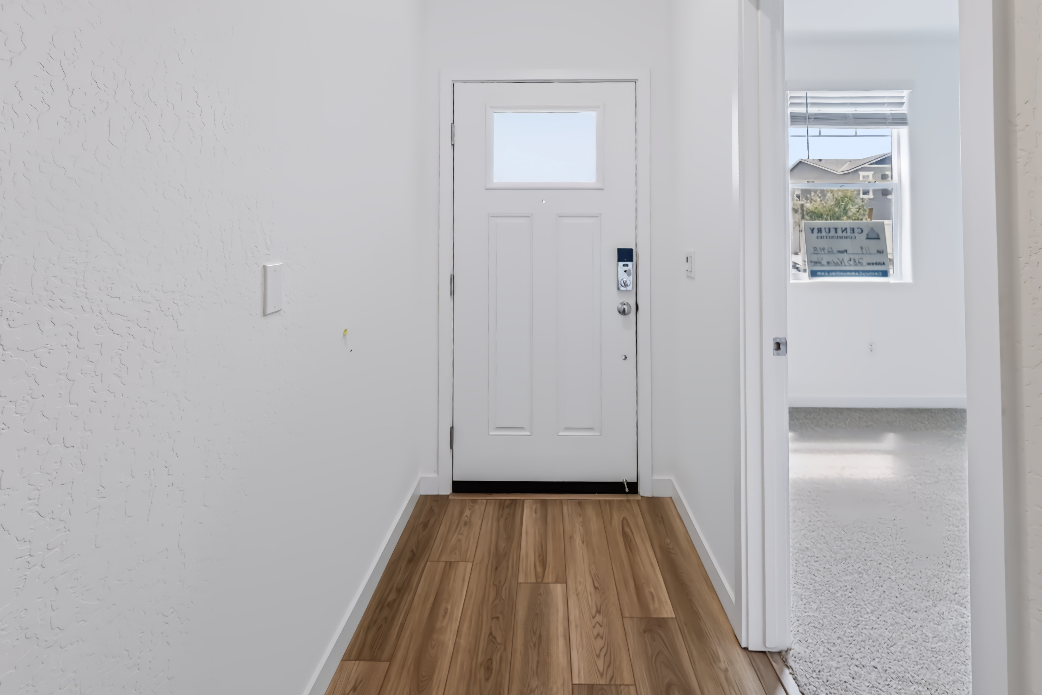A white door in a room.