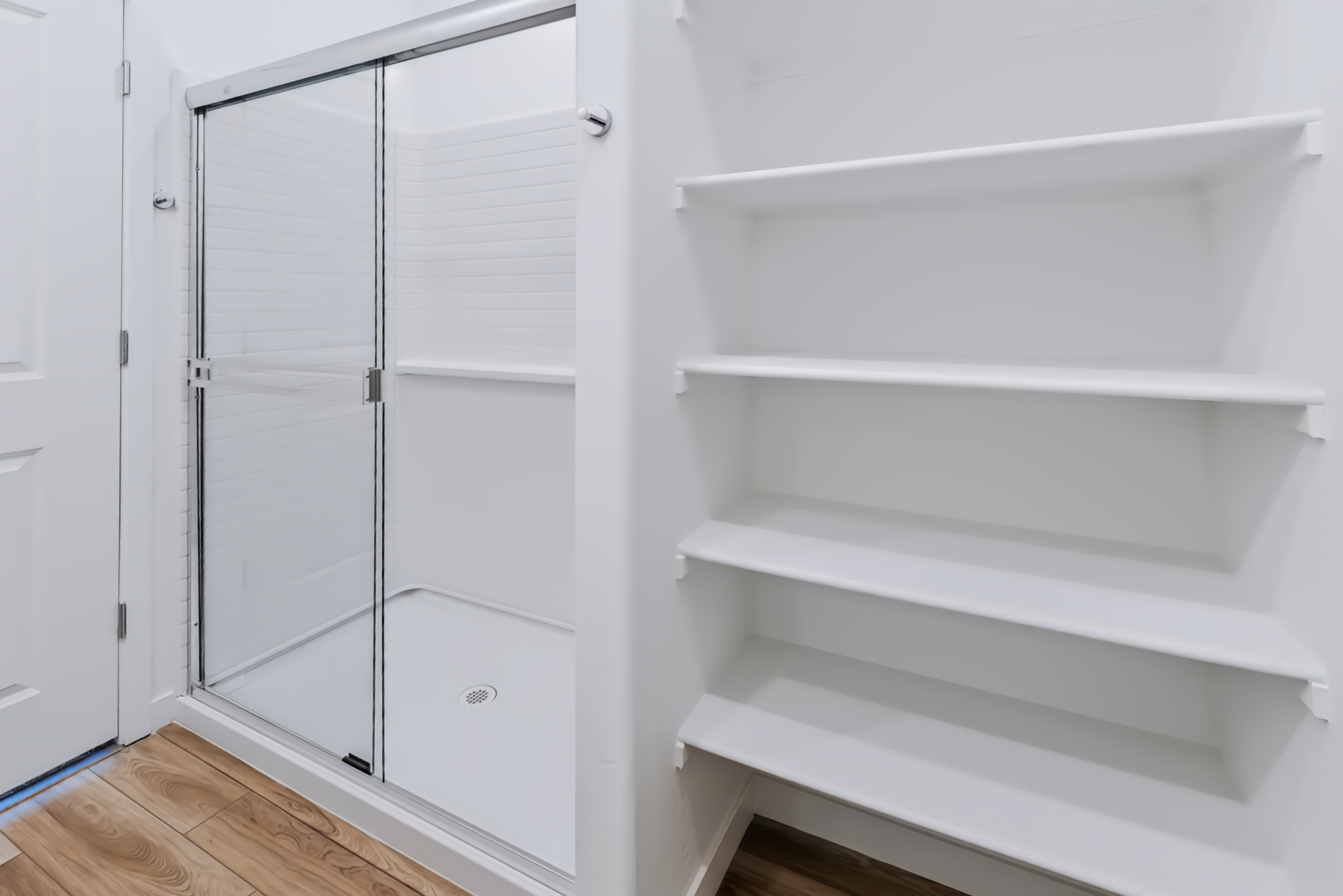 A white shelving unit.