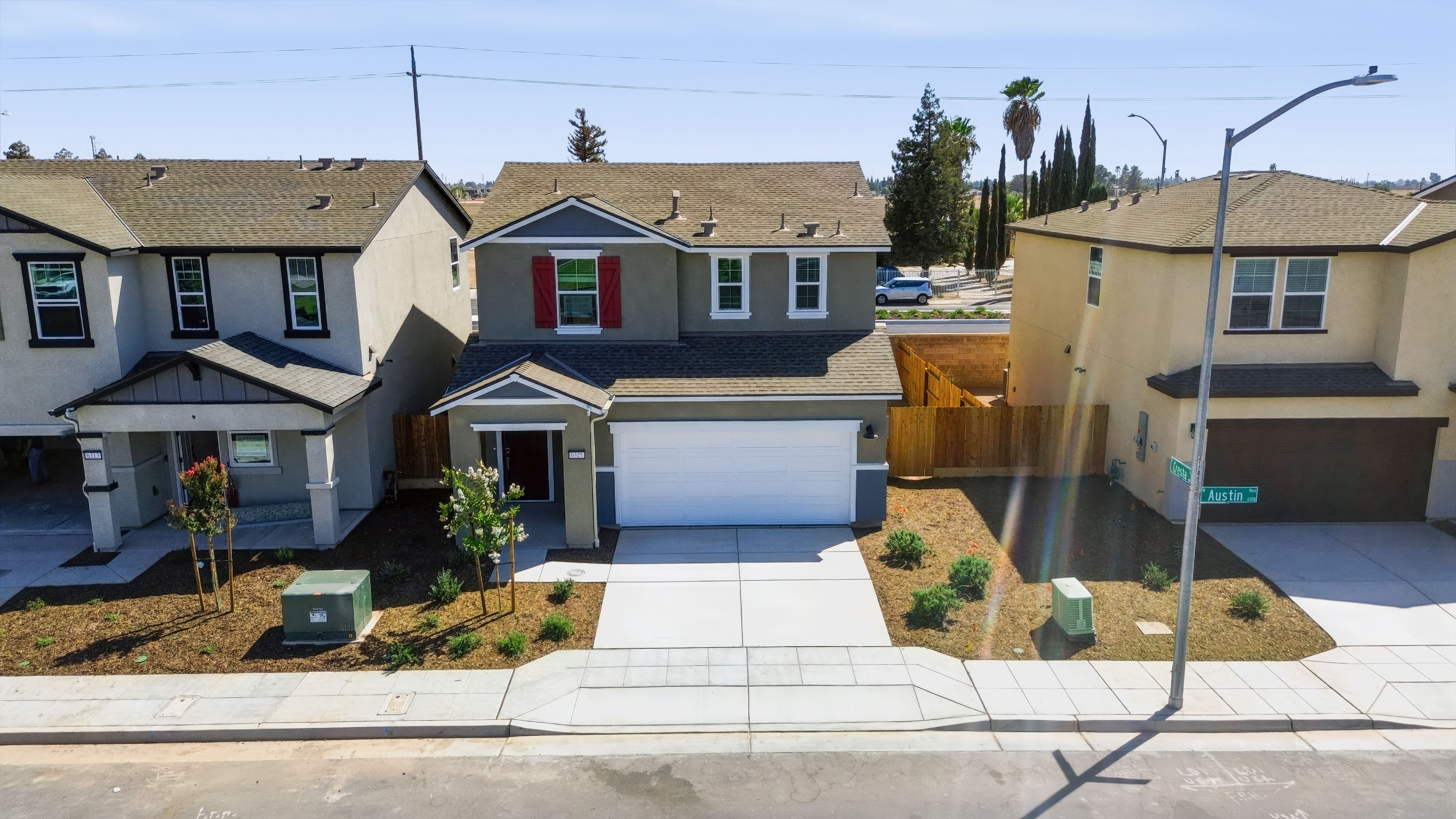 A neighborhood street with houses.