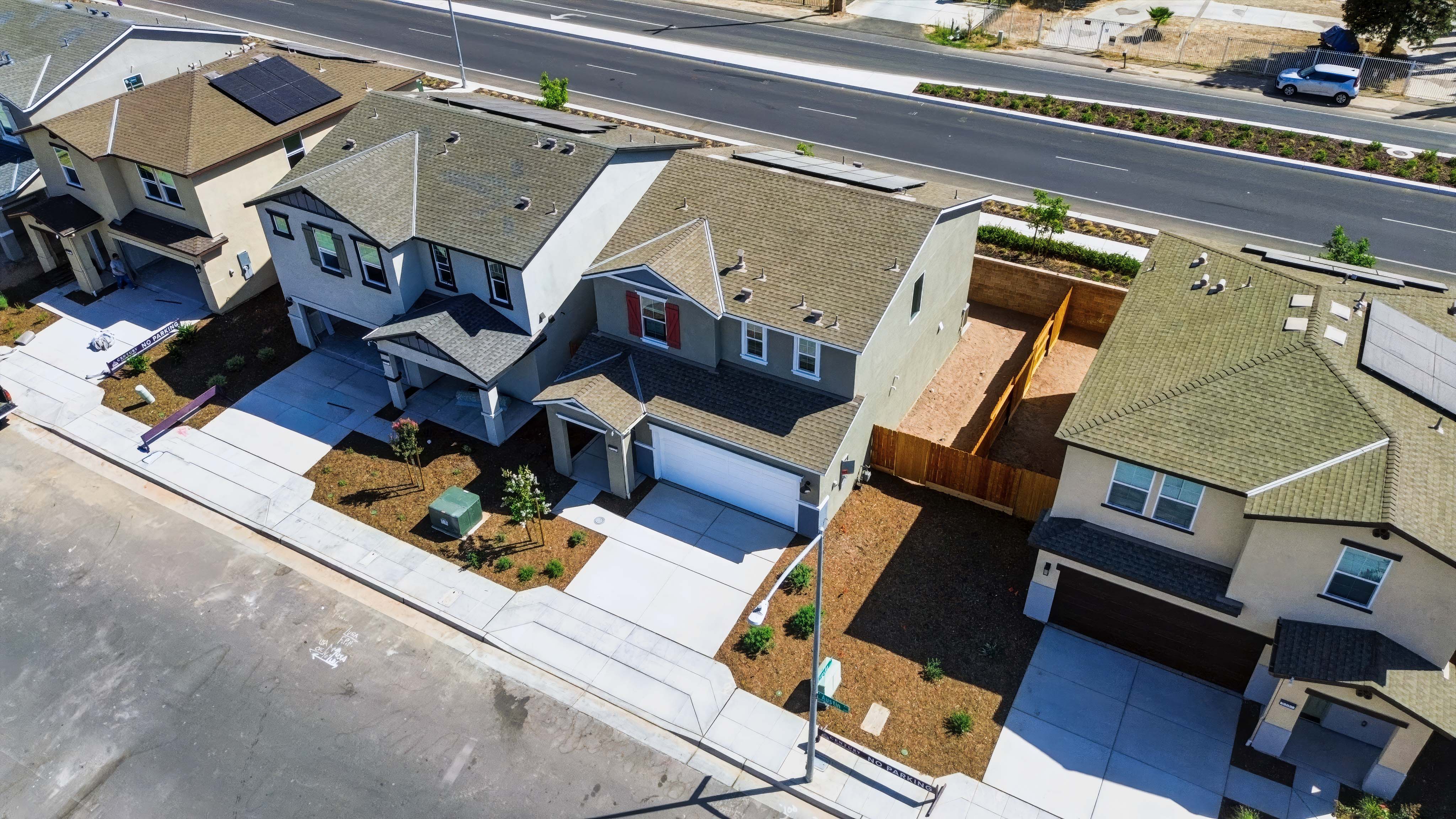 A high angle view of a neighborhood.