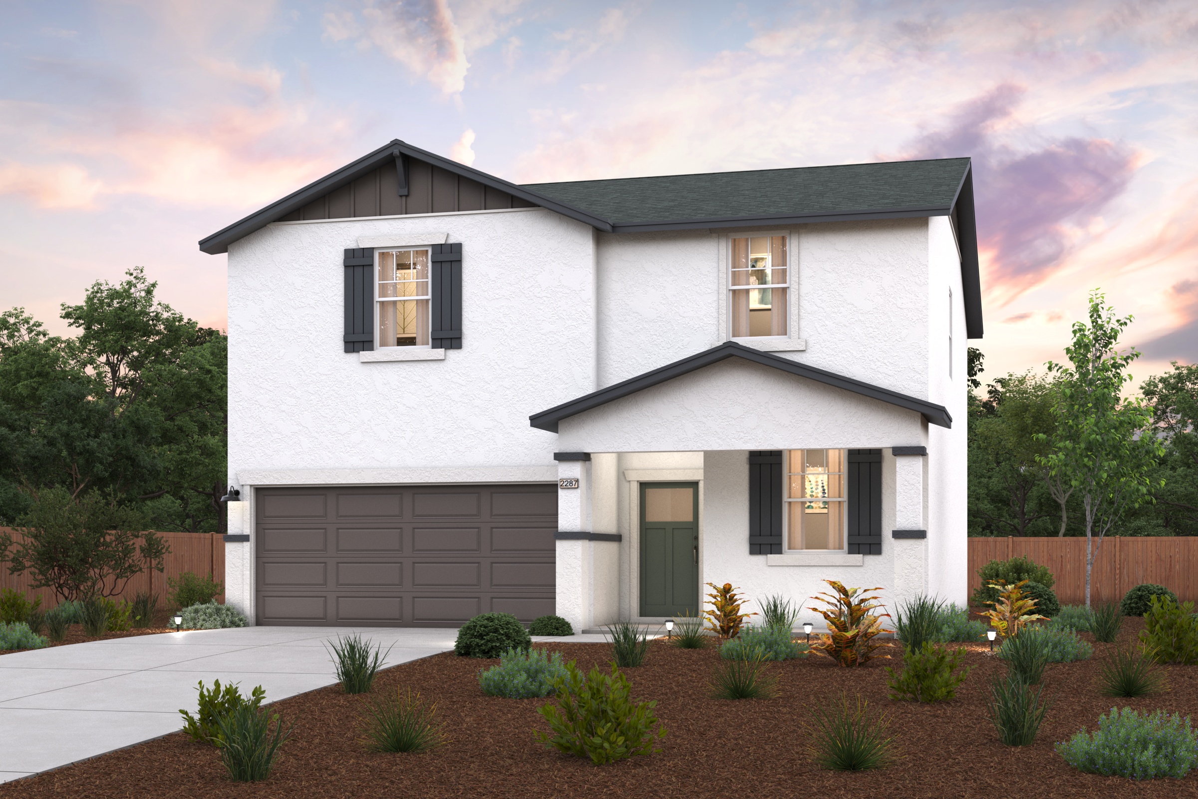 A house with a garage.