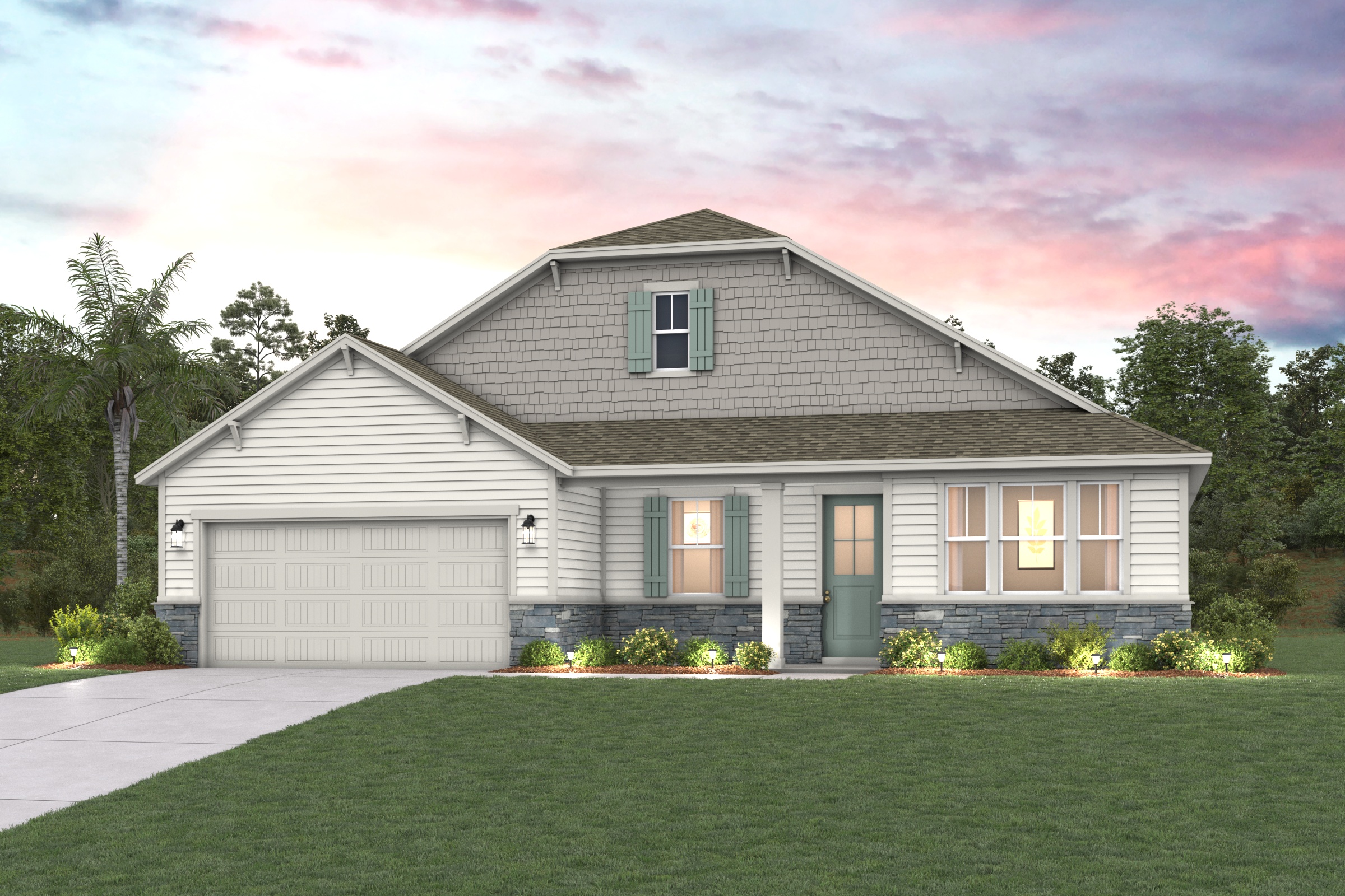 A house with a garage.