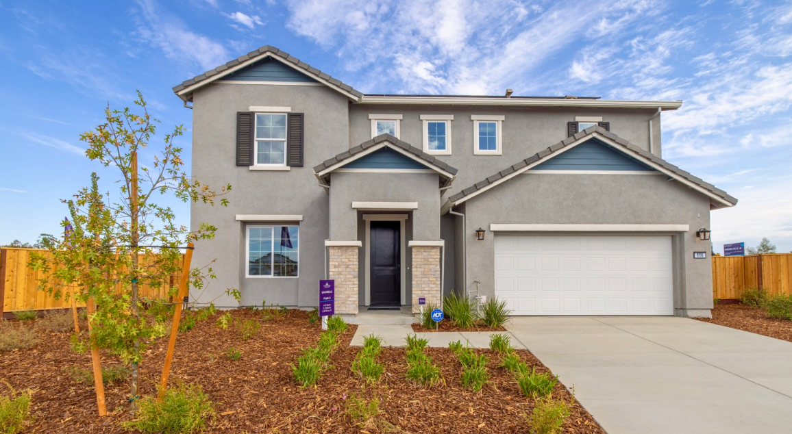 A house with a garage.